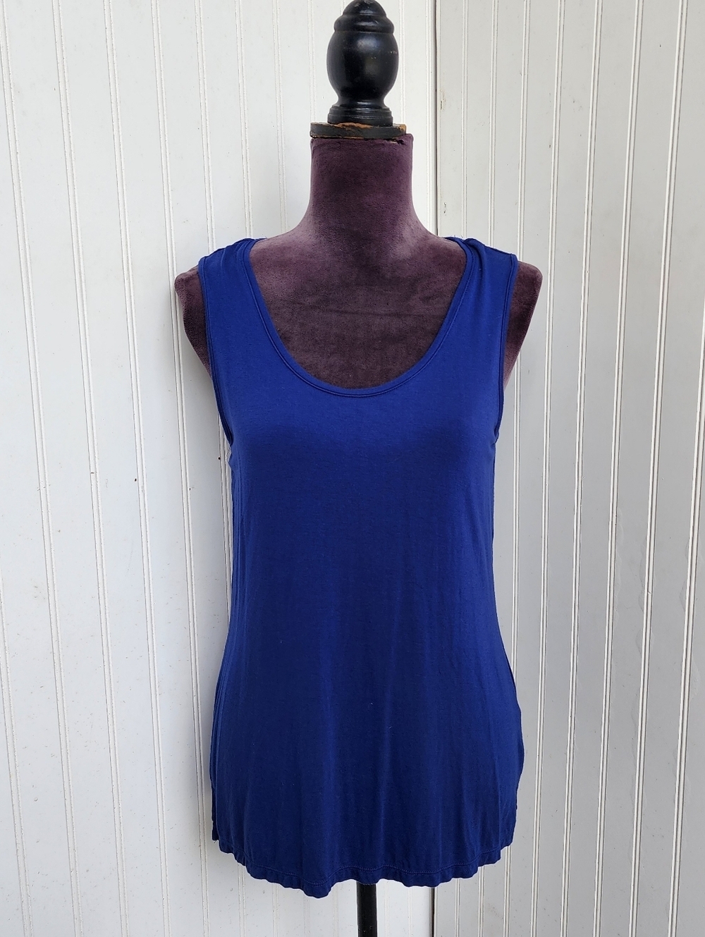 White Black House Market Womens Blue Sleeveless Scoop Neck Casual Tank Top S
